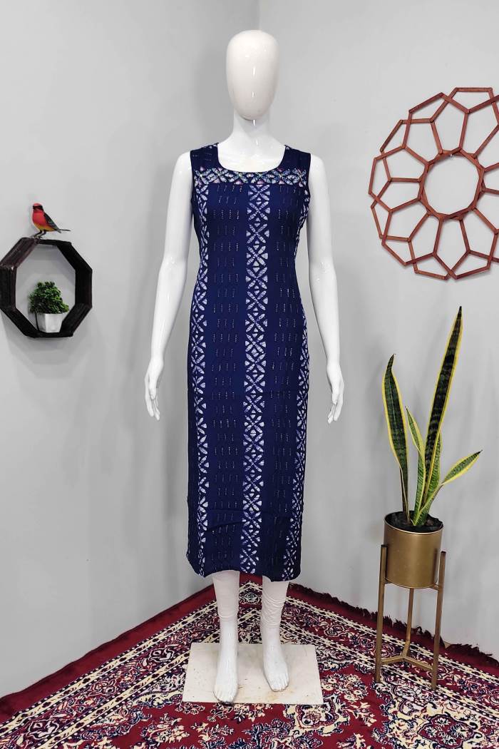 Royal Blue Color Casual Wear Designer Straight Kurti