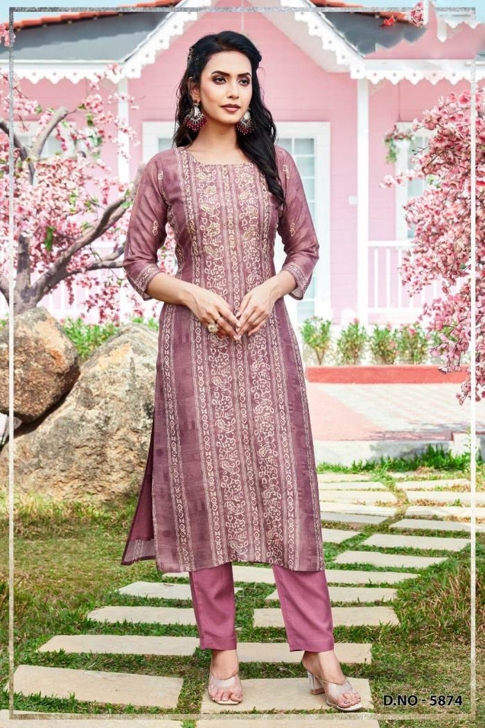 Purple Color Casual Collection Straight Kurti