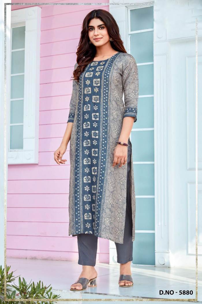 Blue Color Casual Collection Straight Kurti