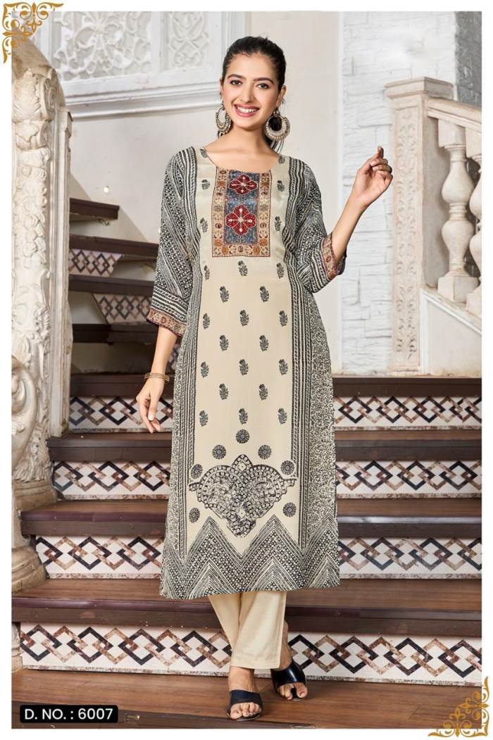 Cream Color Casual Collection Straight Kurti
