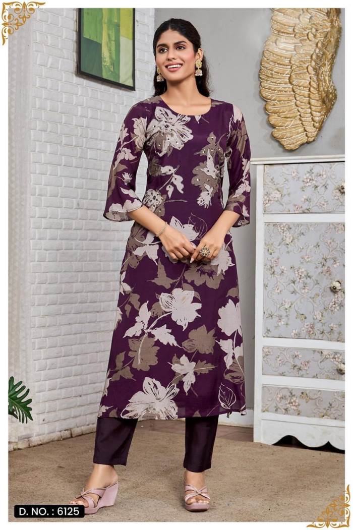 Wine Color Casual Collection Straight Kurti