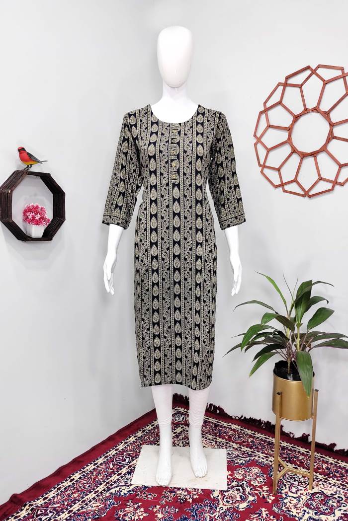 Navy Blue Color Casual Wear Straight Kurti