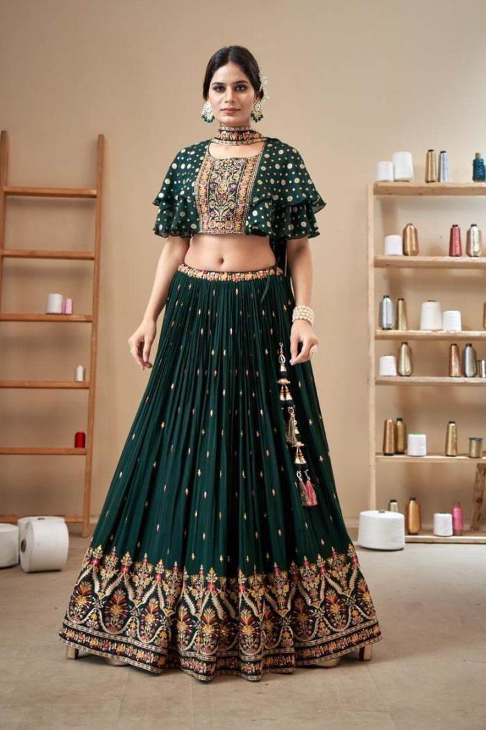 Bottel Green Color Wedding Collection Designer Lehenga Choli