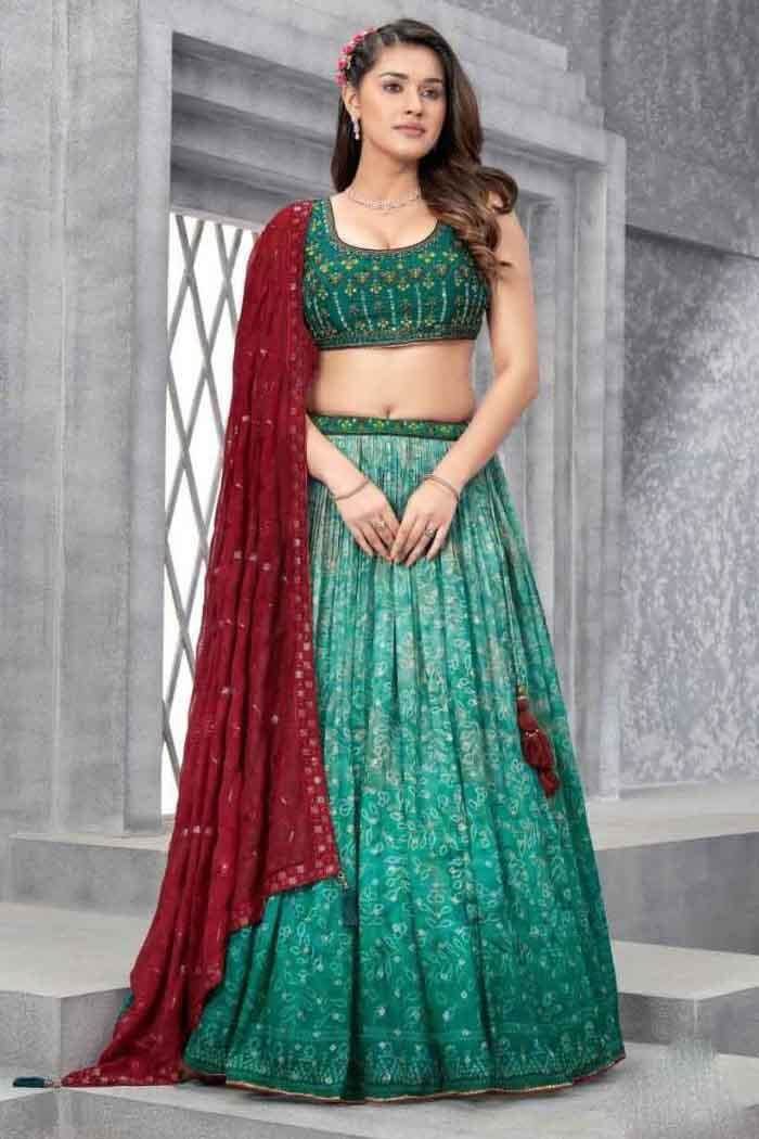 Green Color Wedding Collection Designer Lehenga Choli