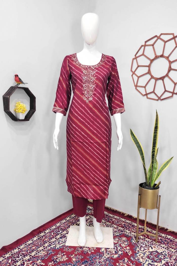 Rani Color Casual Wear Designer Kurti Set