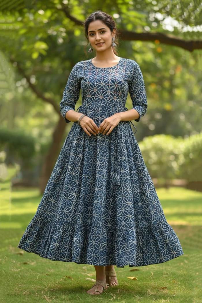 Peacock Color Casual Collection Gown Kurti