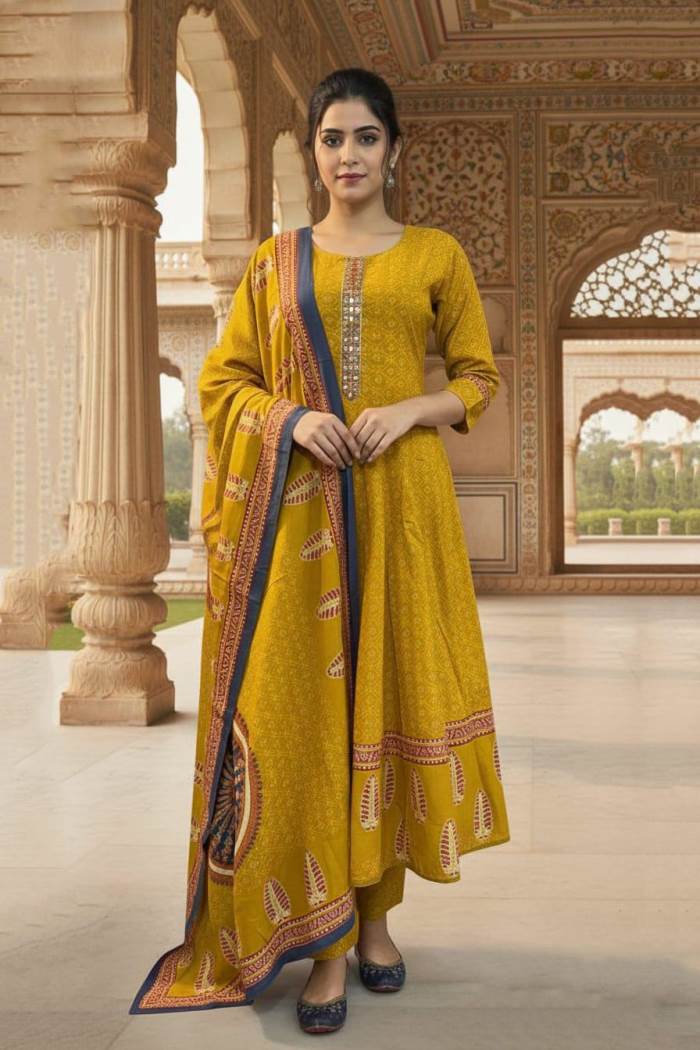 Mustard Color Casual Collection Kurti Set
