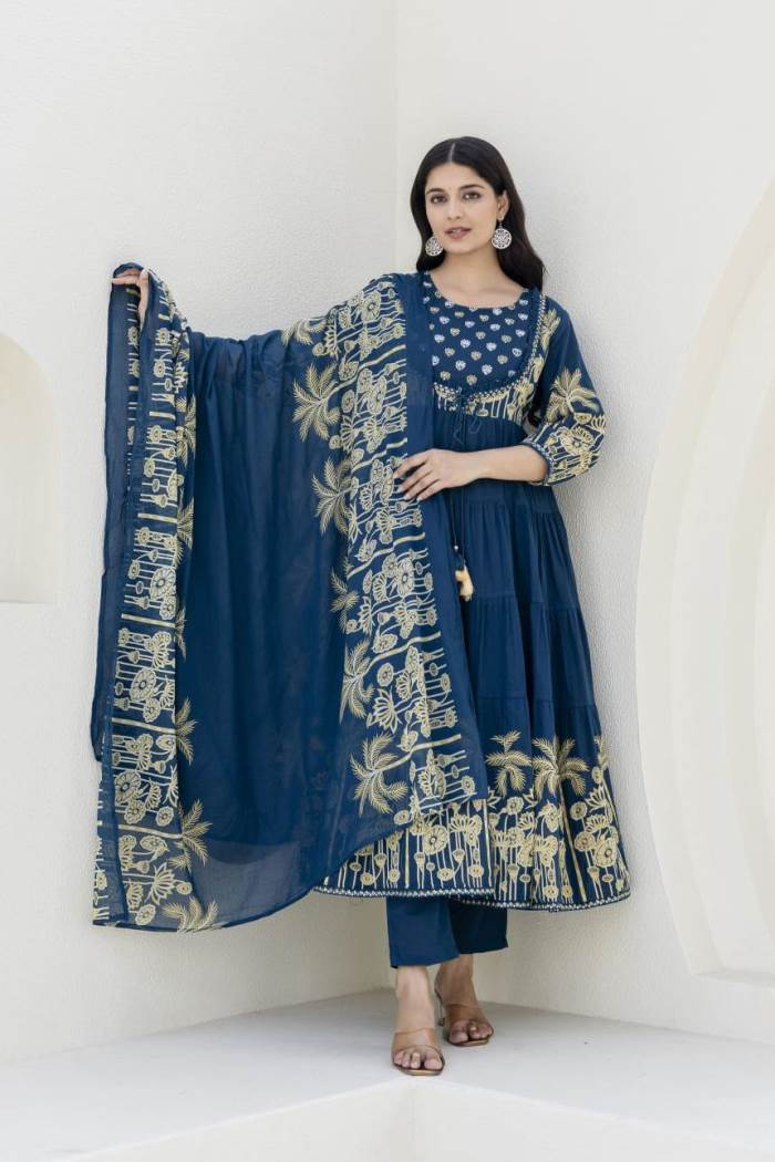 Peacock Color Casual Collection Designer Kurti Set