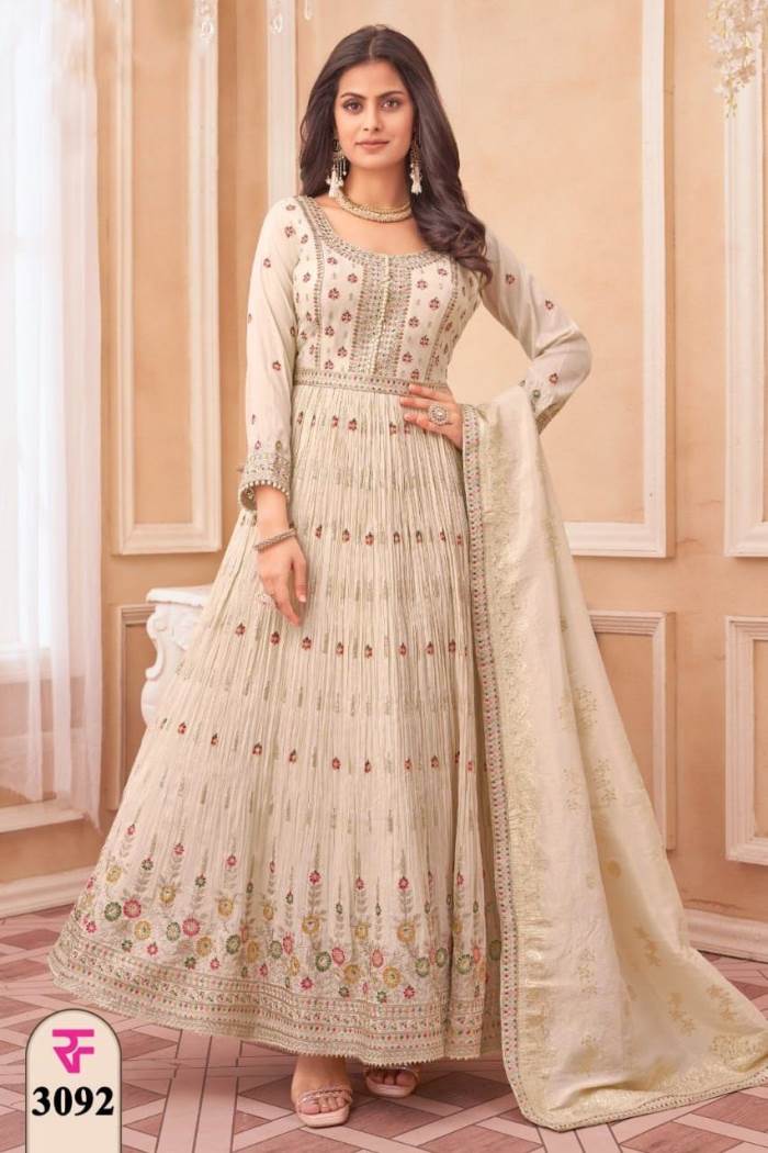 Cream Color Party Wear Designer Gown