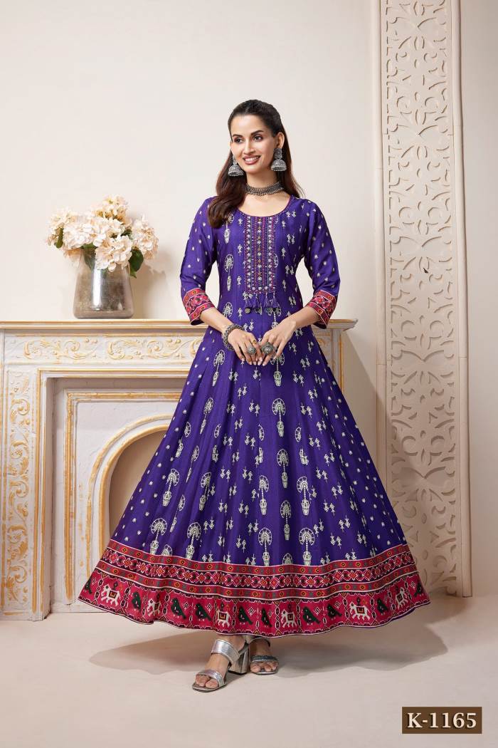 Purple Color Casual Collection Designer Gown Kurti