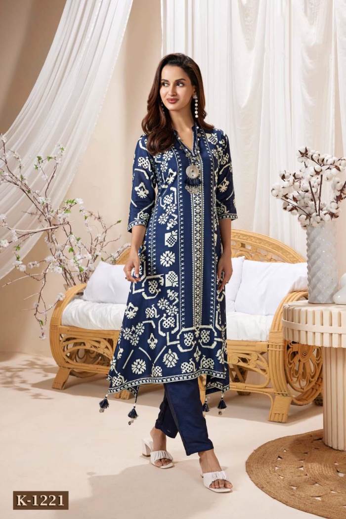 Navy Color Casual Collection Kurti with Pent