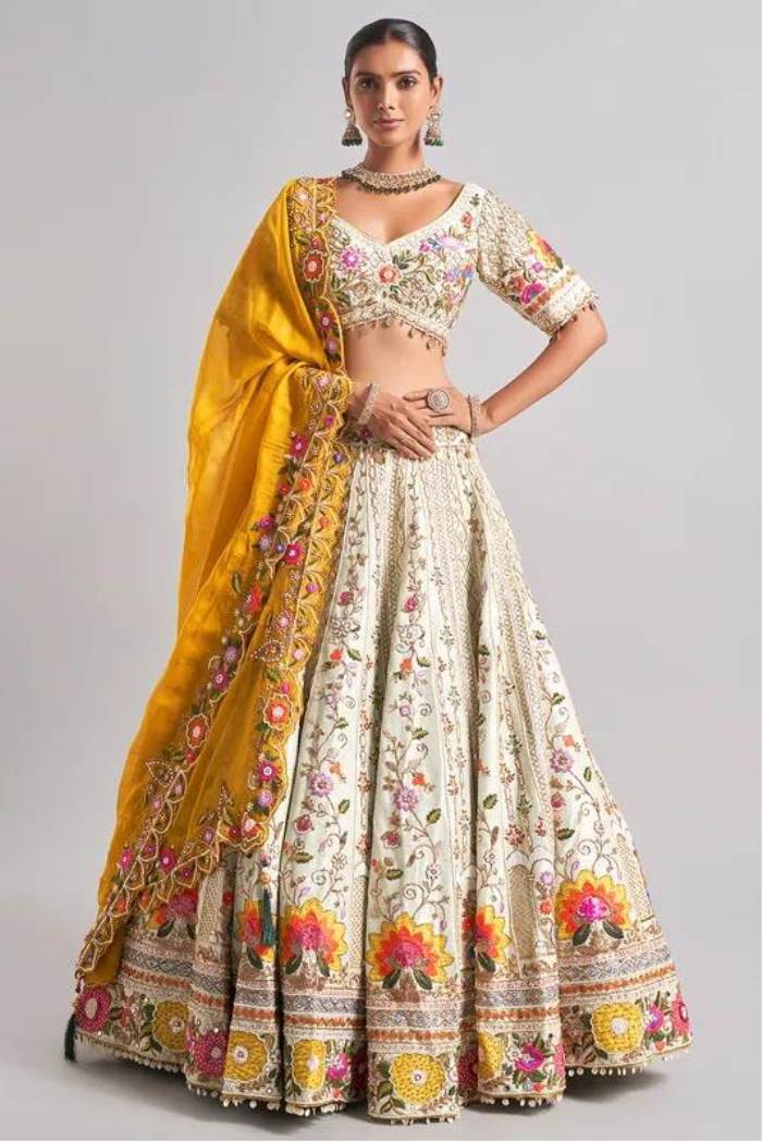 Cream Color Wedding Collection Designer Lehenga Choli