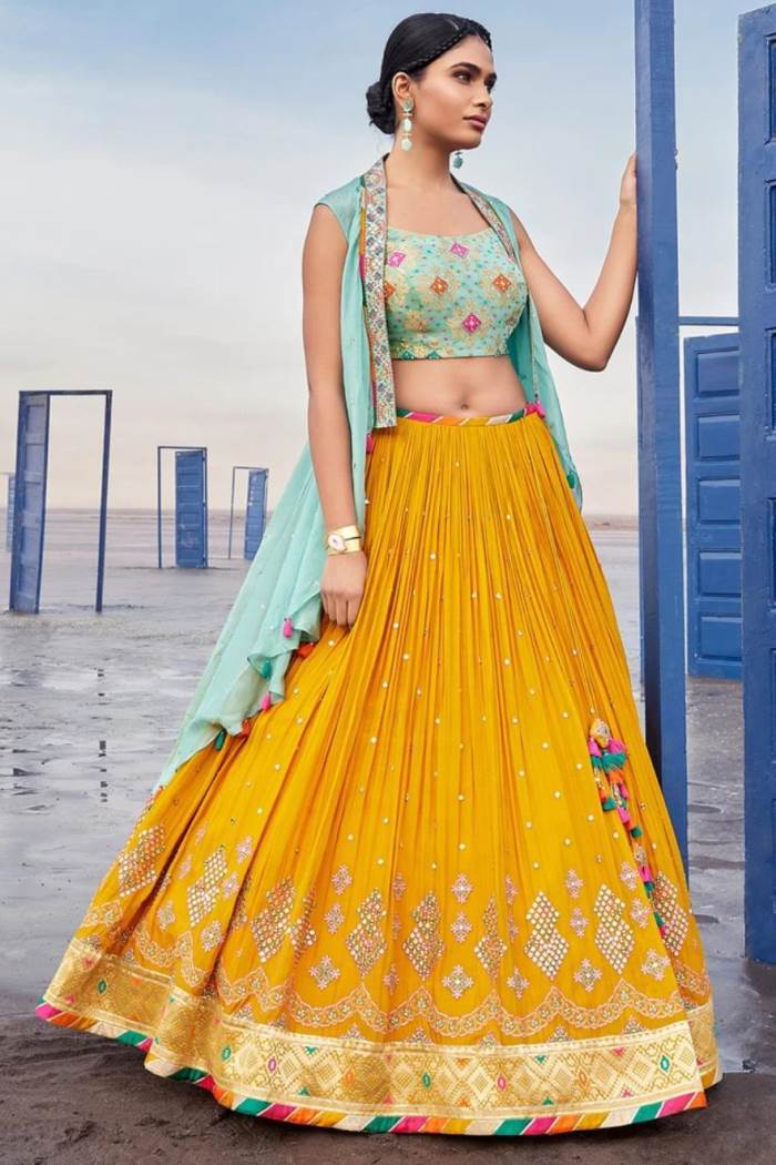 Yellow Color Wedding Collection Designer Lehenga Choli With Koti
