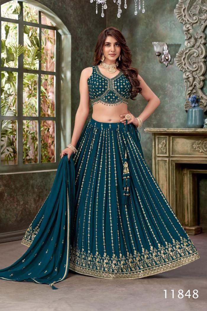 Blue Color Wedding Collection Designer Lehenga Choli