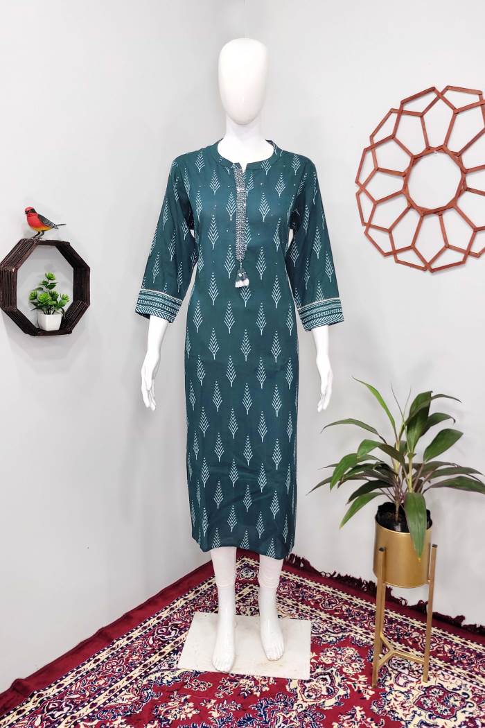Blue Color Casual Wear Straight Kurti