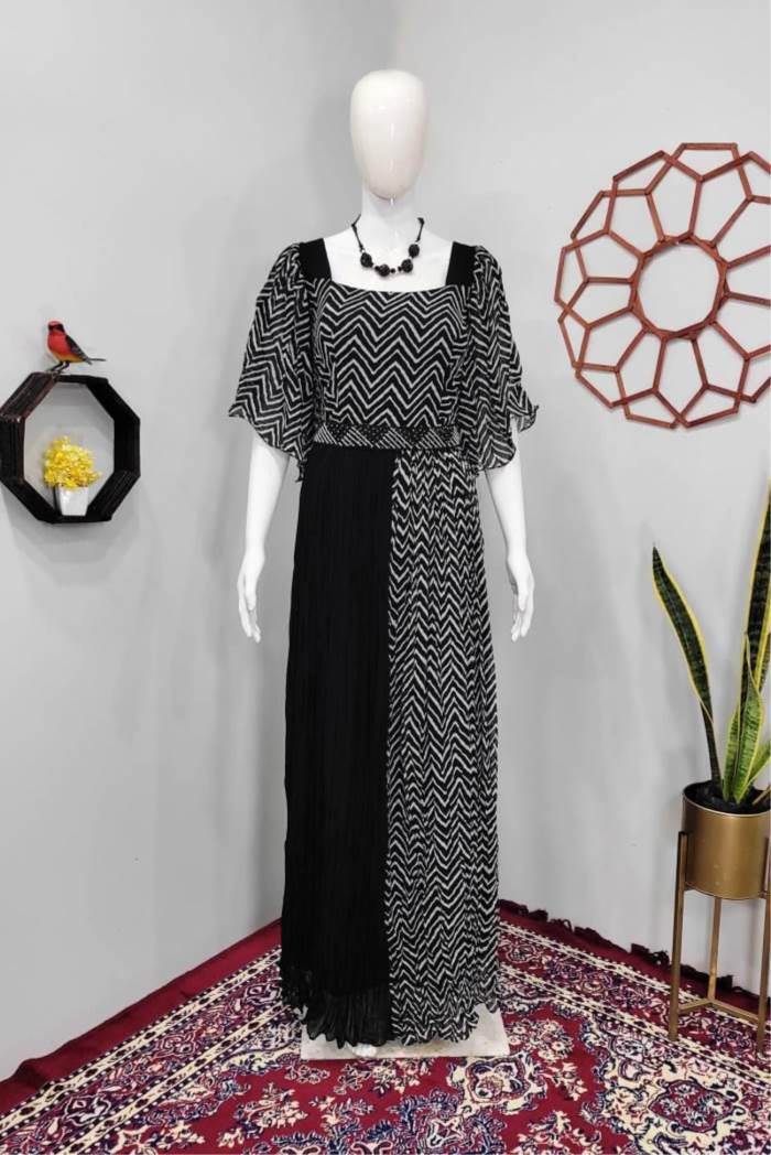 Black Color Party Wear Designer Gown Kurti