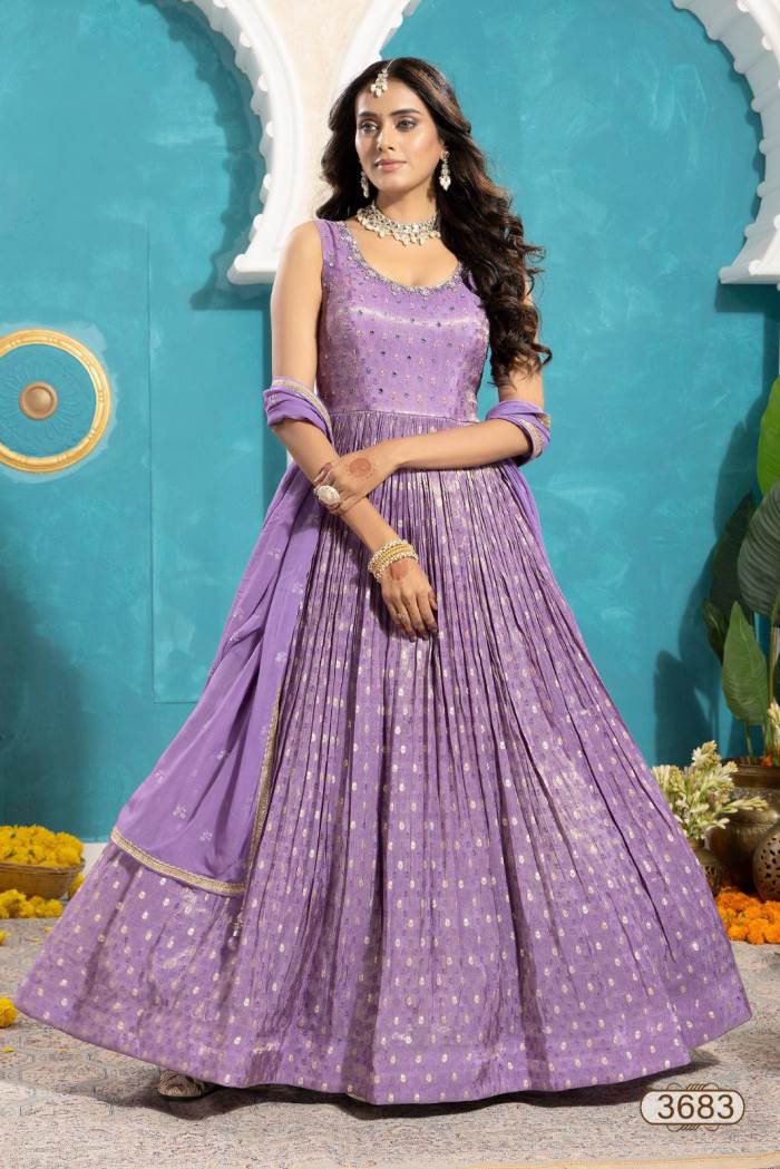 Purple Color Party Wear Designer Gown