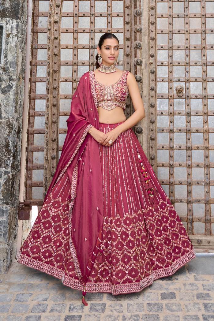 Gajari Color Wedding Collection Designer Lehenga Choli