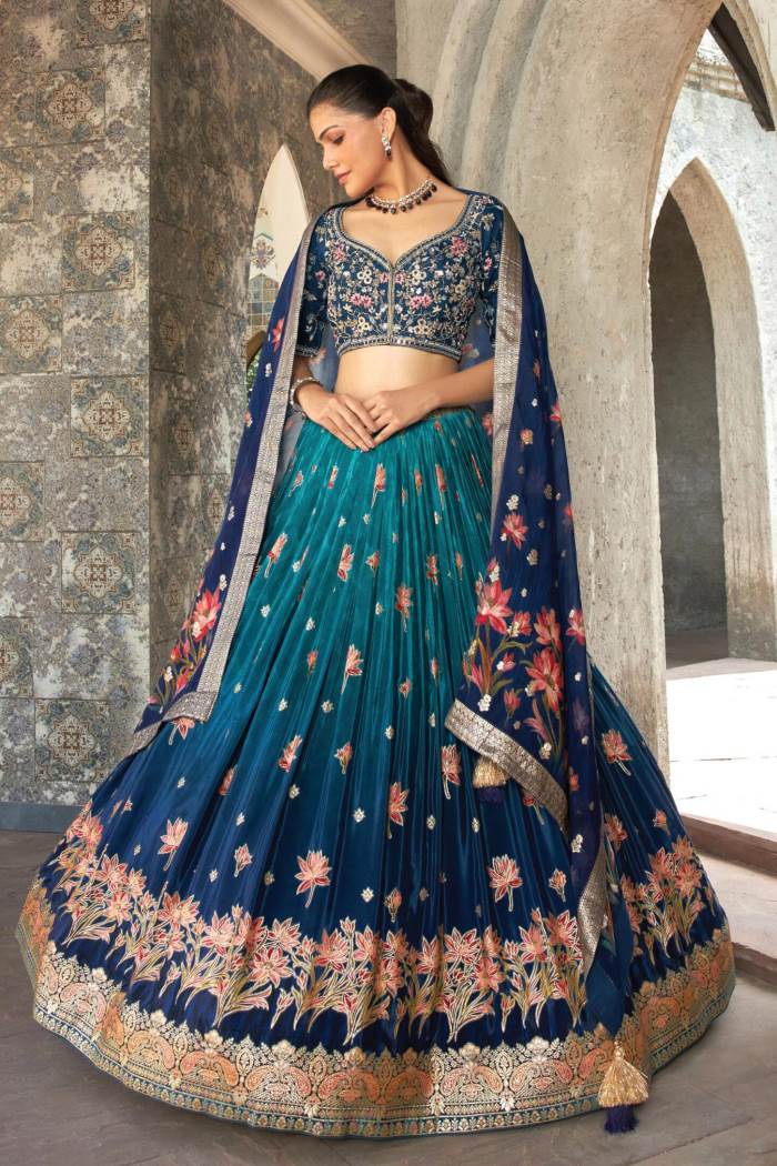 Blue Color Wedding Collection Designer Lehenga Choli