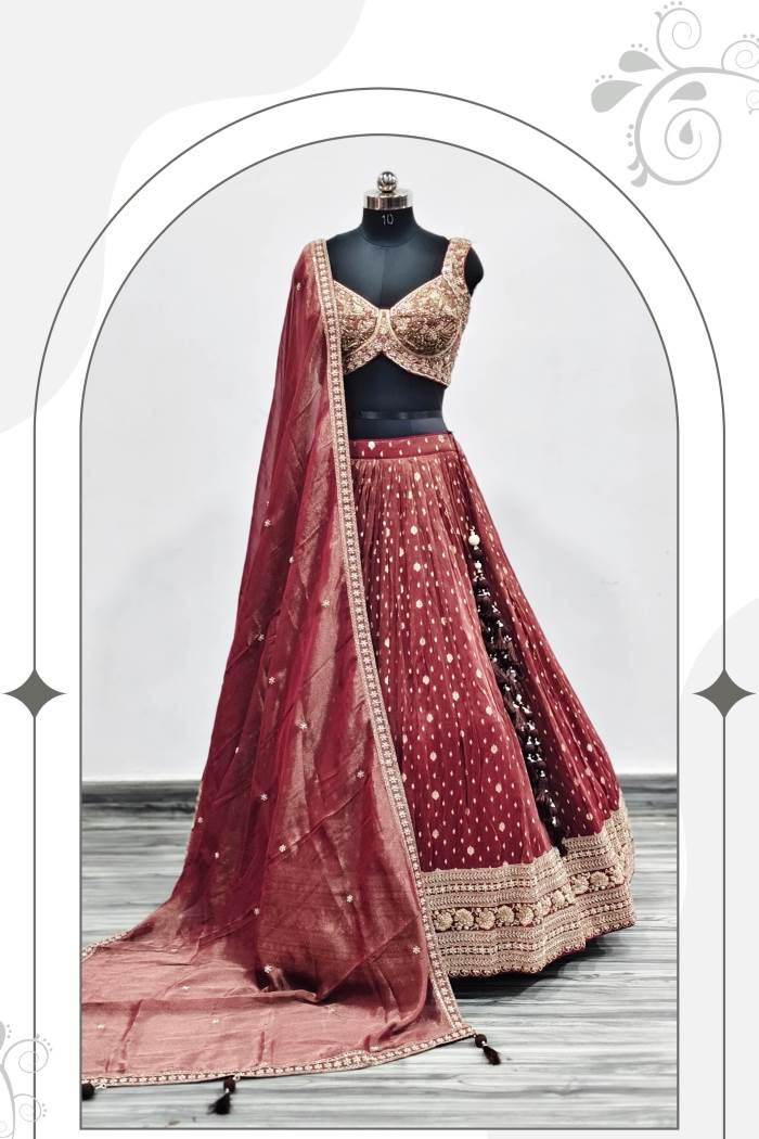 Wine Color Wedding Collection Designer Lehenga Choli