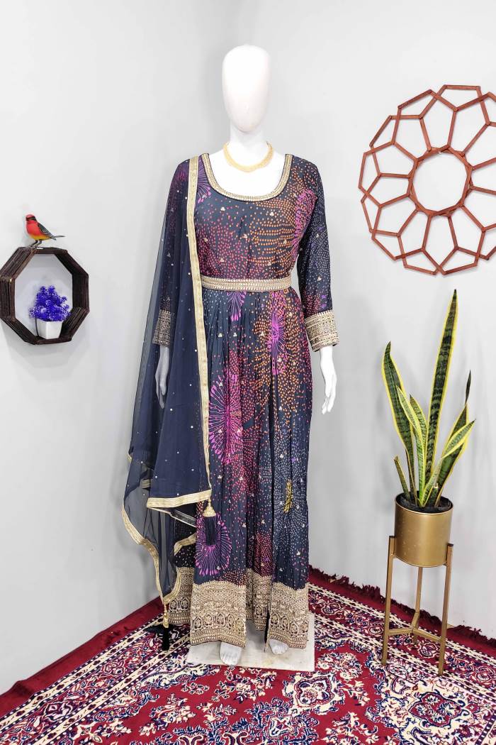 Blue Color Party Wear Designer Indo-Western Suit