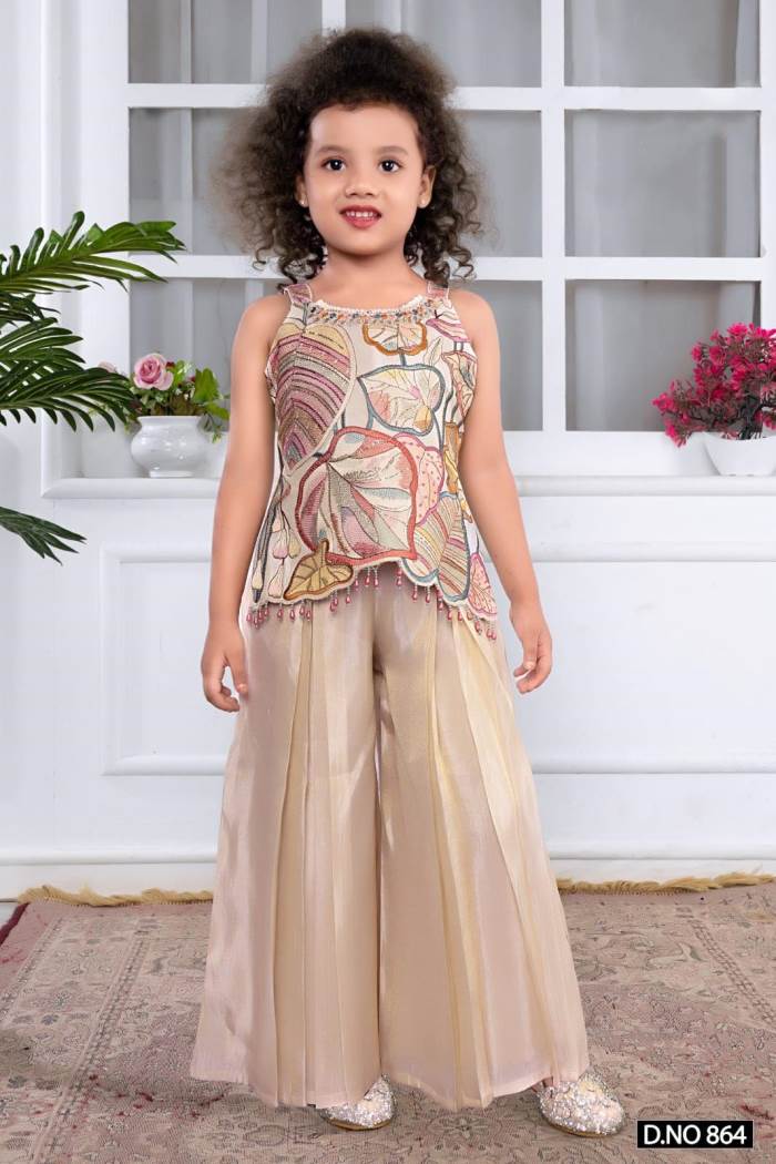 Cream Color Party Wear Desingner Plazo Suit