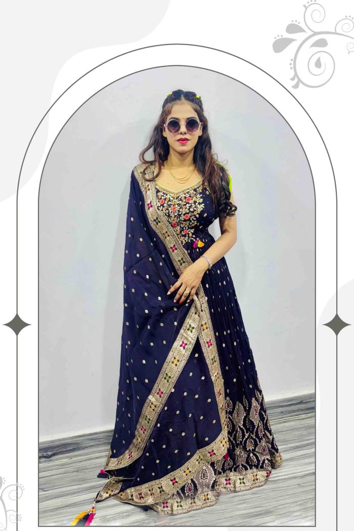 Purple Color Party Wear Designer Gown