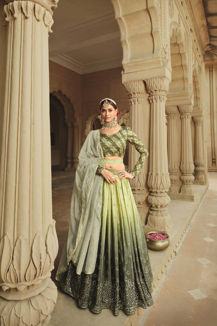 Green Color Wedding Wear Designer Lehenga Choli