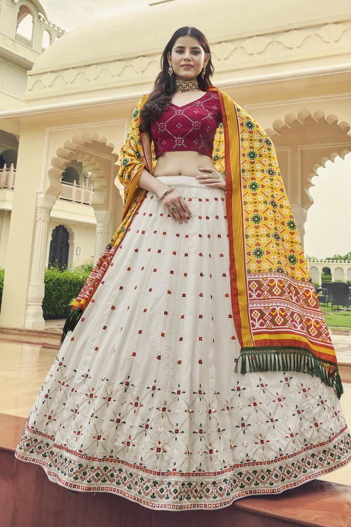 Rain White Color Wedding Wear Designer Semi-Stitched Lehenga Choli