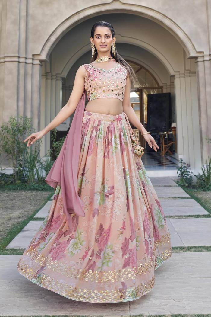 Pink Color Wedding Collection Designer Semi-Stich Lehenga Choli