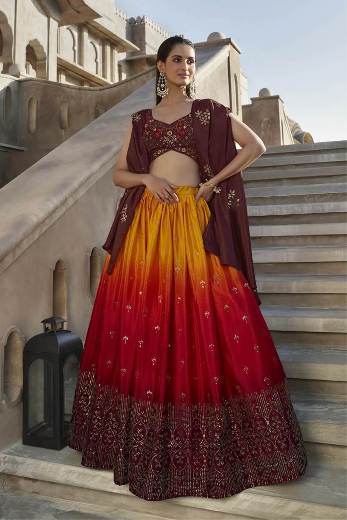 Maroon Color Wedding Collection Designer Semi-Stich Lehenga Choli With Koti
