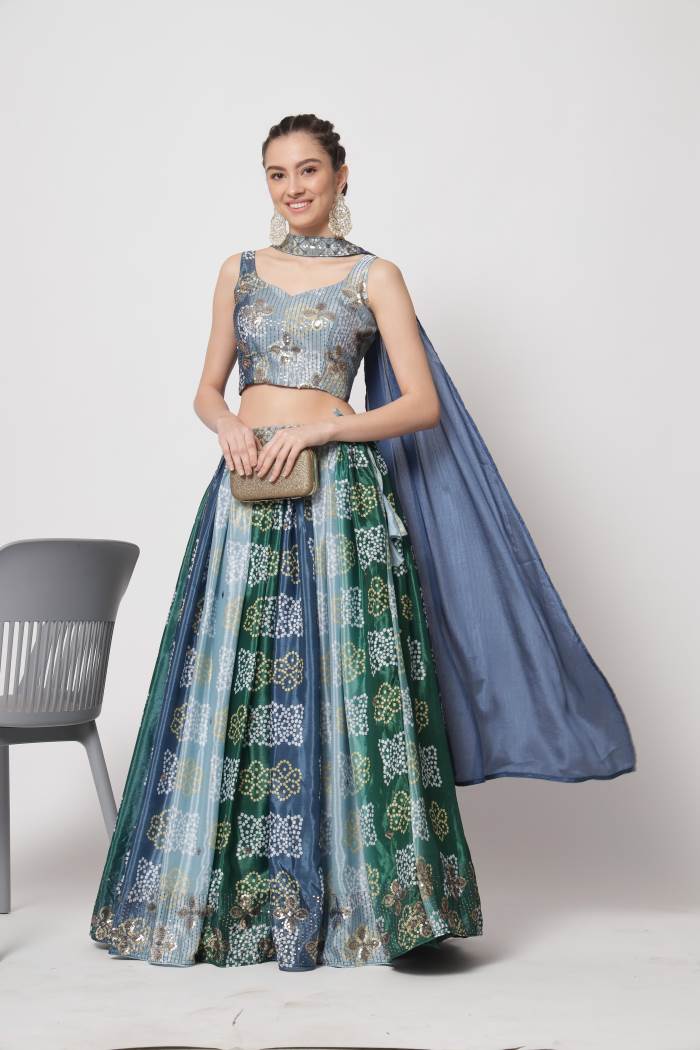 Blue Color Wedding Collection Designer Semi-Stich Lehenga Choli