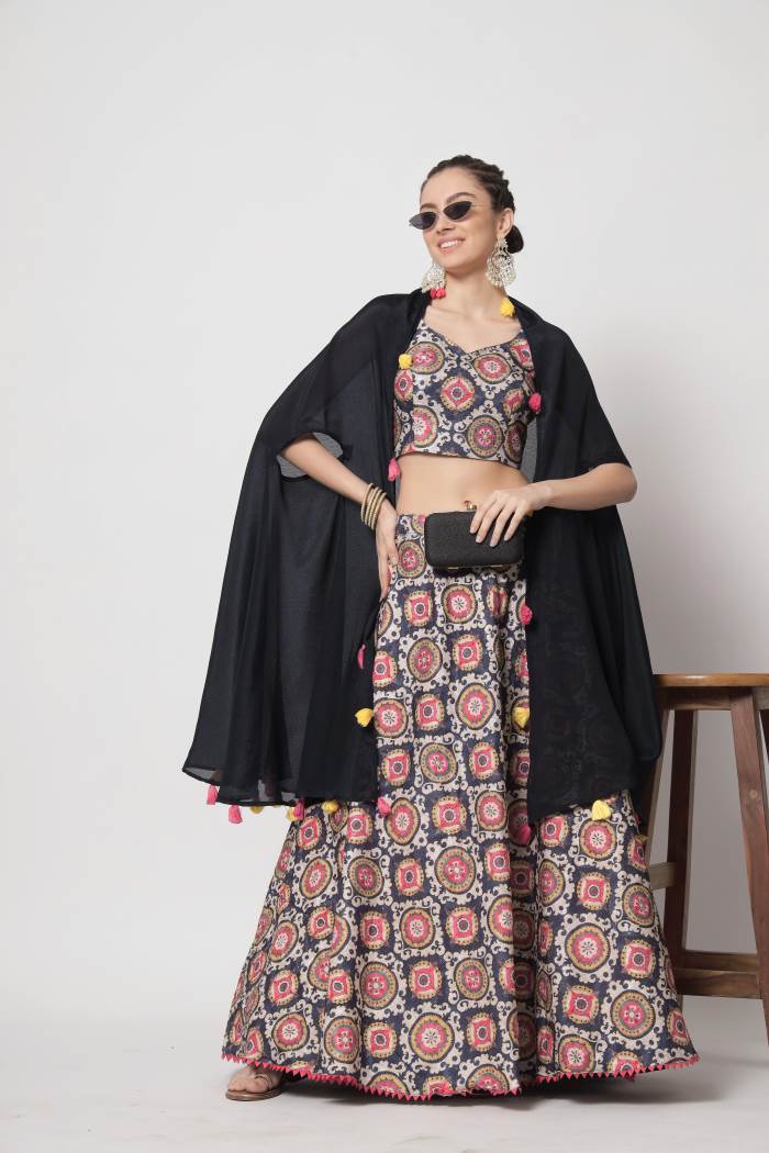 Navy Blue Color Wedding Collection Designer Semi-Stich Lehenga Choli