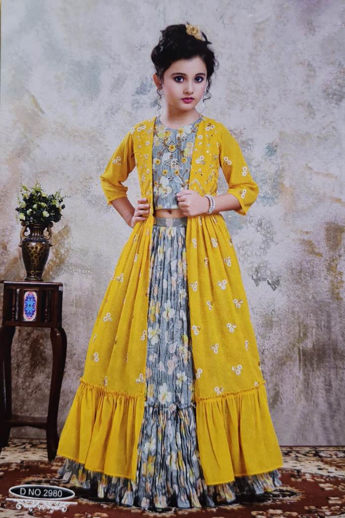 Gold Color Party Wear Designer Lehenga Choli With Koti