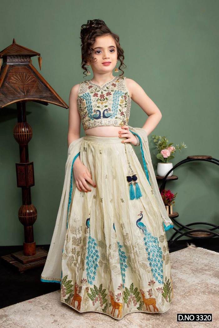 Cream Color Designer Crop Top