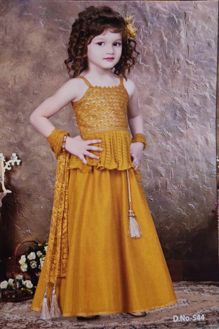 Gold Color Party Wear Designer Plazo Suit