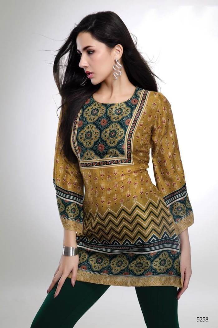 Mustard Color Casual Wear Short Kurti