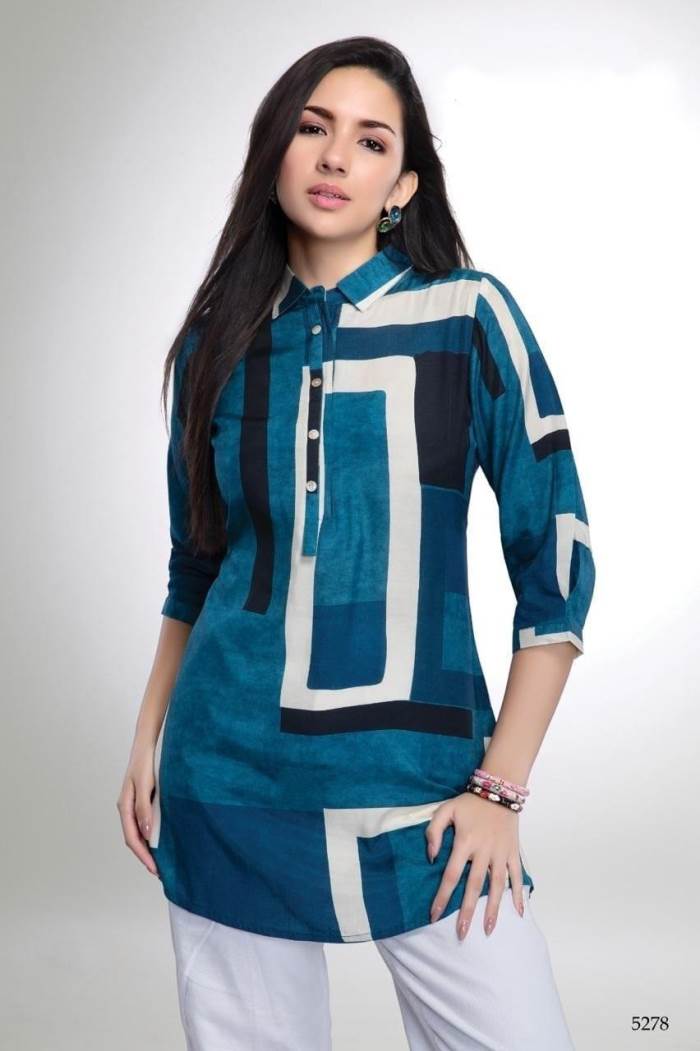 Blue Color Casual Collection Short Kurti
