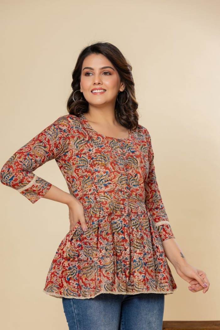 Rust Color Casual Wear Short Kurti