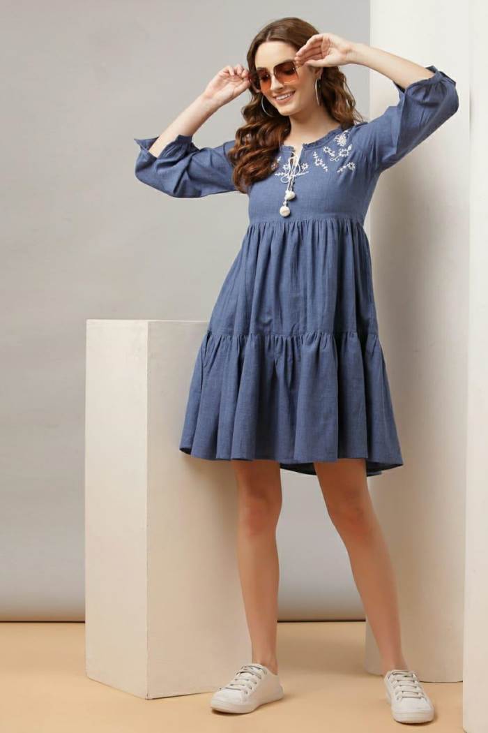 Blue Color Party Wear Designer Gown Kurti