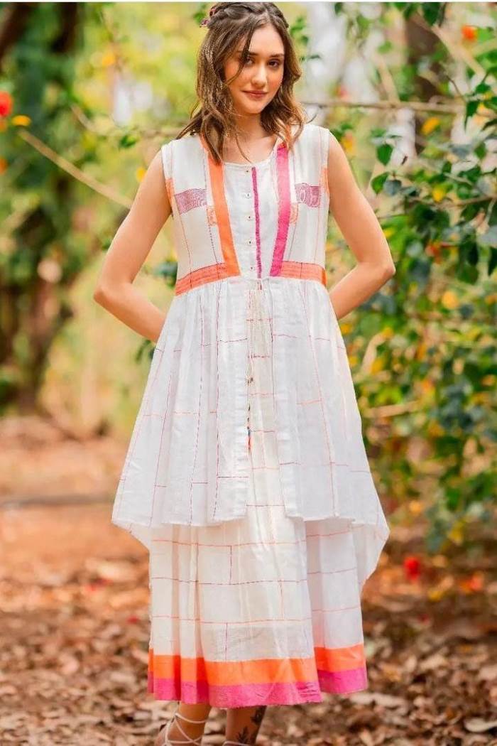 White Color Casual Wear Designer Gown Kurti