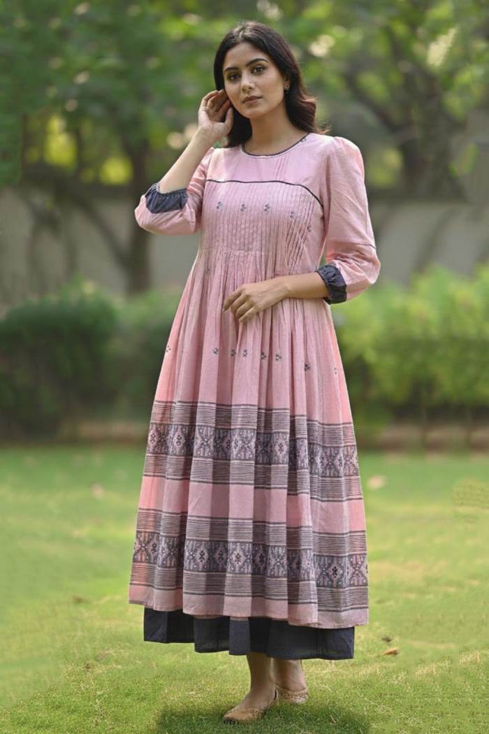 Onion Color Casual Collection Gown Kurti