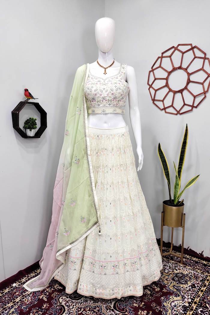 Offwhite Color Wedding Collection Designer Lehenga Choli