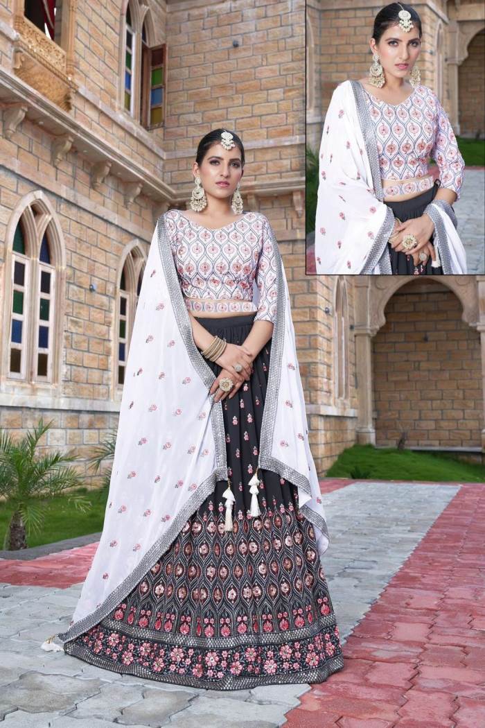Grey Color Wedding Wear Designer Lehenga Choli
