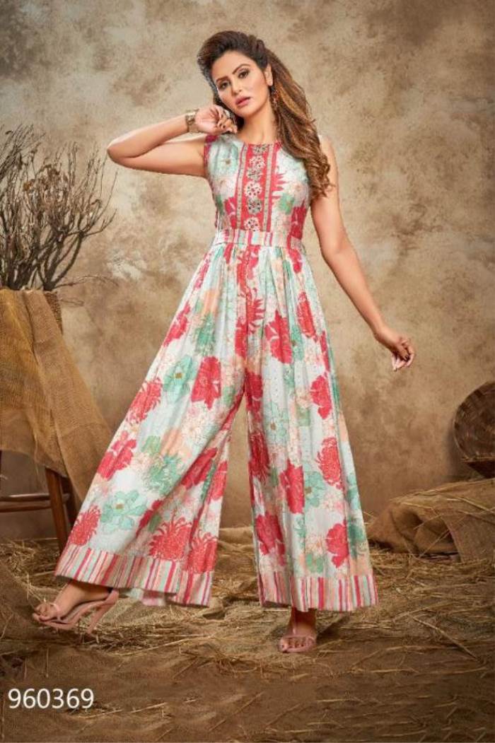 Buy Green Gillet Kimono Jumpsuit With Embellished Belt Online - W for Woman