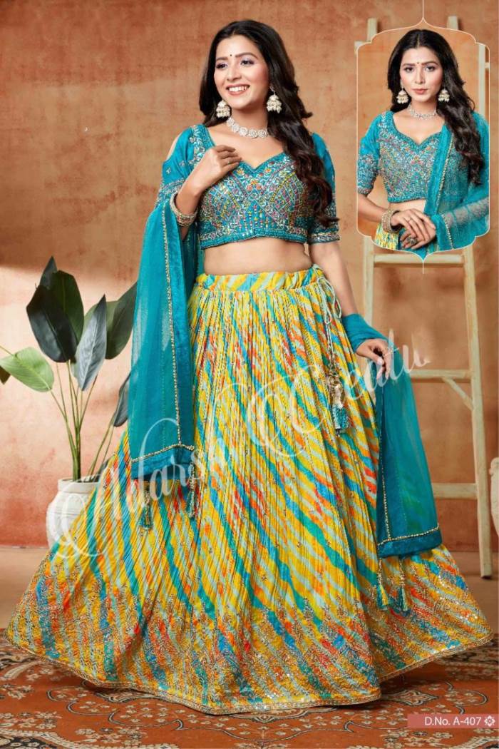 Rama Color Wedding Wear Designer Lehenga Choli 