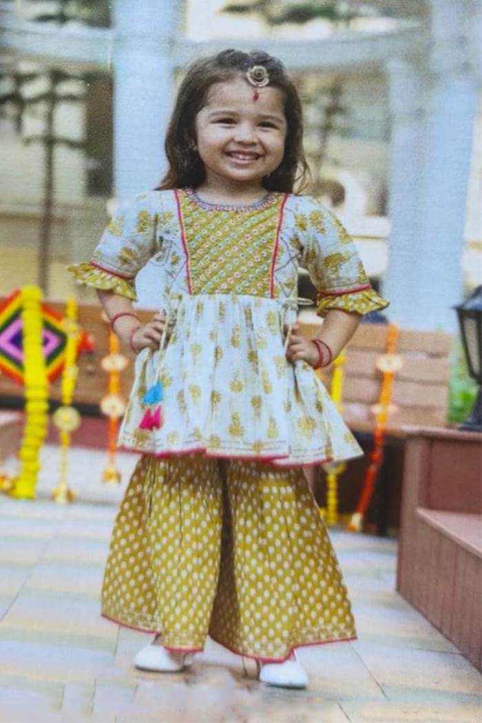 Mustard Color Party Wear Designer Indo-Western Garara Suit