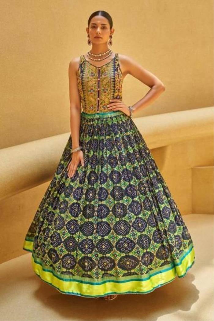 Mehndi Color party Wear Designer gown 