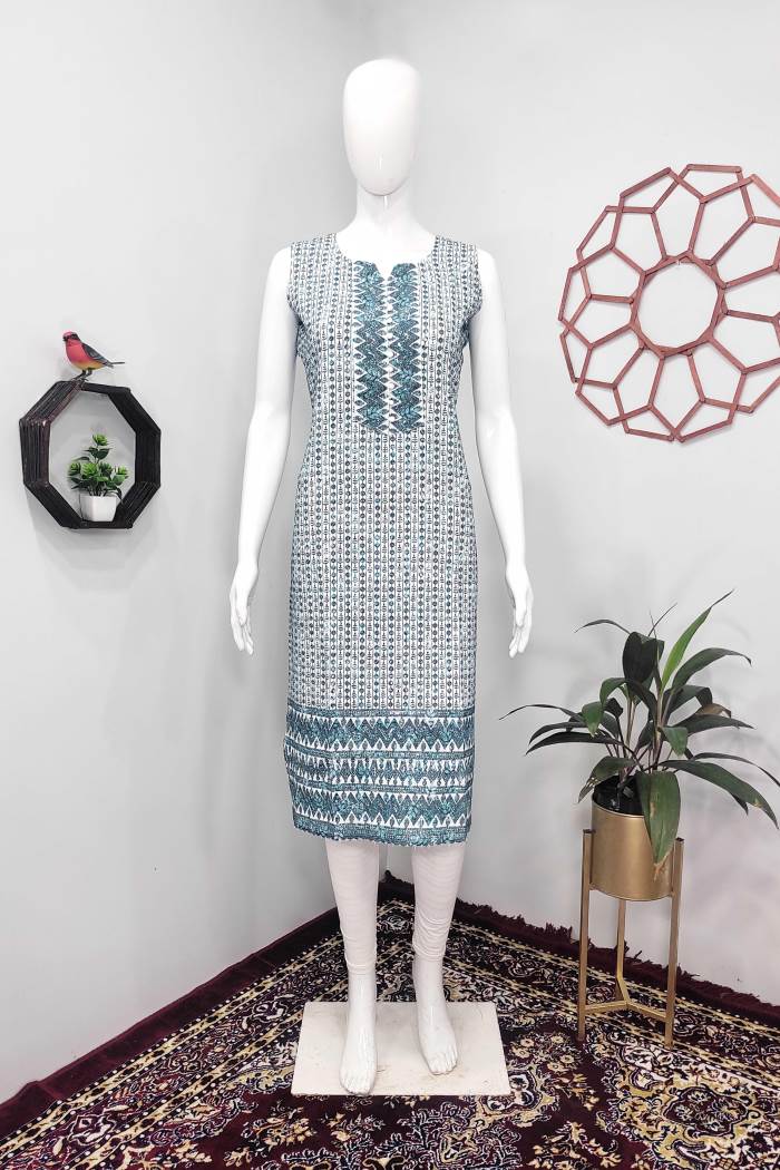 Rama Color Casual Wear Straight Kurti