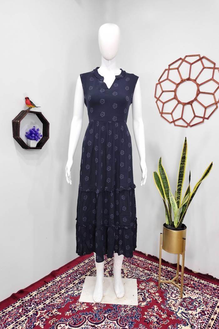 Black Color Casual Wear Designer Gown Kurti